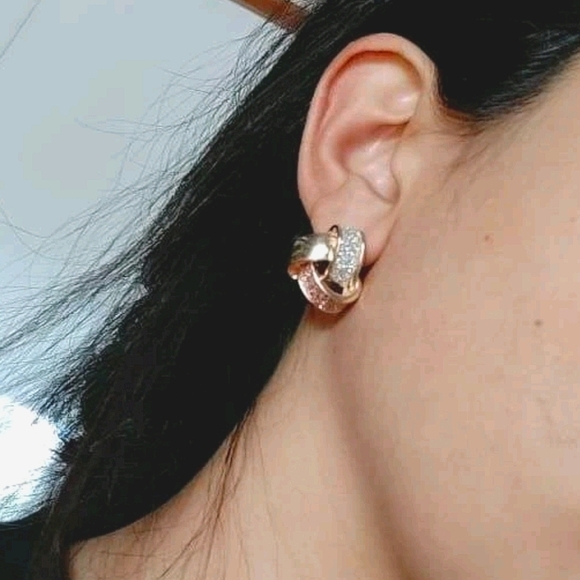 Gold stud earrings glitter minimalist dainty twist knot stud casual 💖2/$30 - Picture 10 of 10